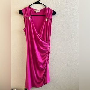 Michael Kors Womens Dress Size 6 Pink Color ,V-Neck, Zipper Closure